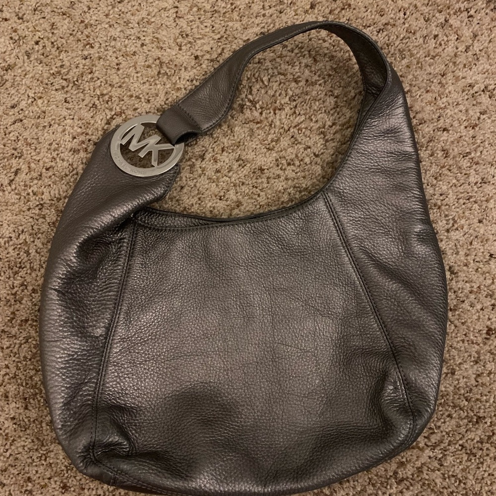 Authentic Michael Kors Genuine Leather Pewter Hobo Bag